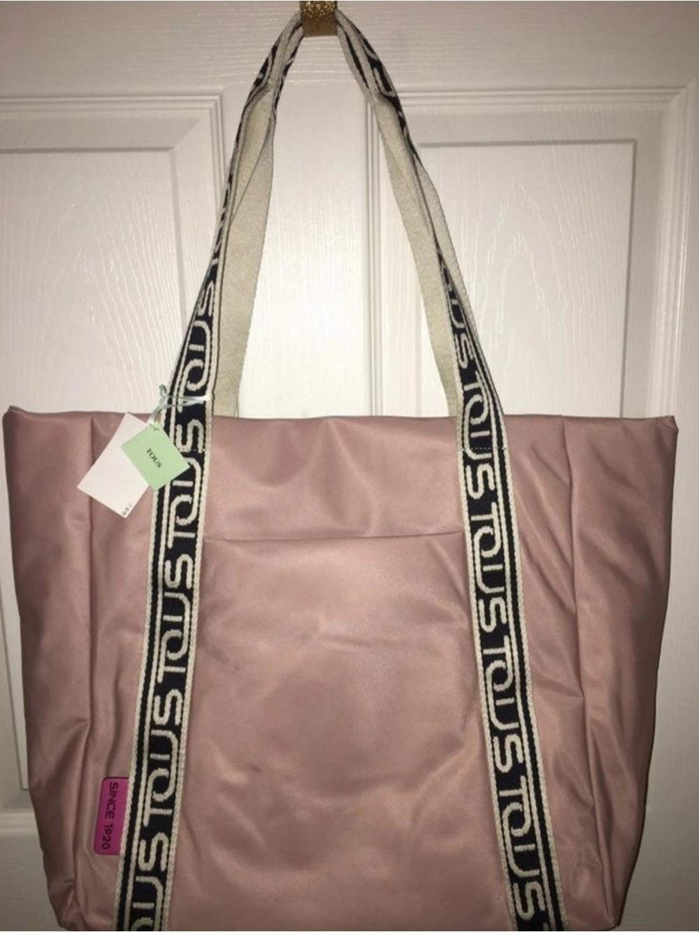 Tous Brand Pink Tote Bag with Logo-Pattern Straps,new with tags